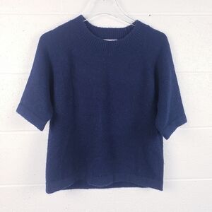 Evereve Sami Short Sleeve Sweater Tee Crewneck Pullover Navy Blue Size XS